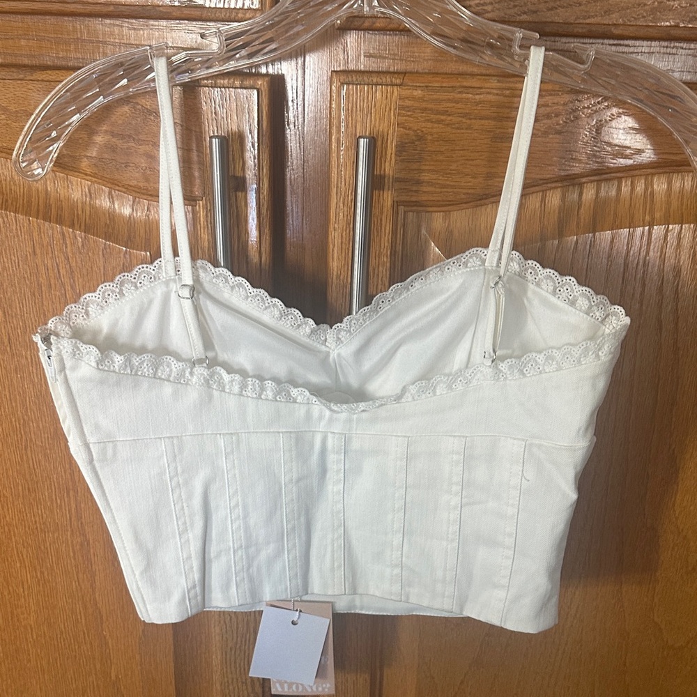 Tiger Mist Brand New White Lace Trim Bustier Crop Top Size Small - Picture 4 of 8